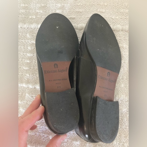 Etienne Aigner Ally all leather upper black slip on tassel loafer shoes 6N - Picture 9 of 9